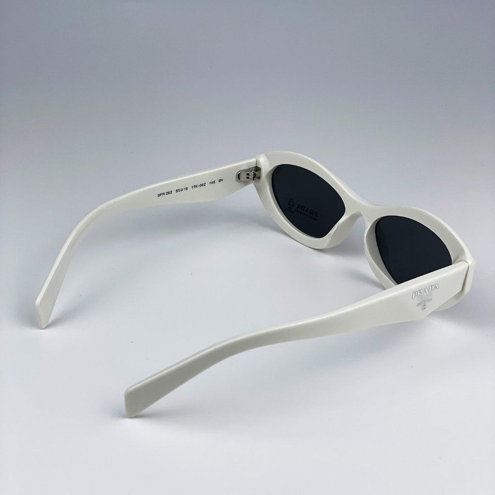 Prada PR26ZS 17K08Z Sunglasses Talc White Dark Grey Oval Women - Picture 12 of 15